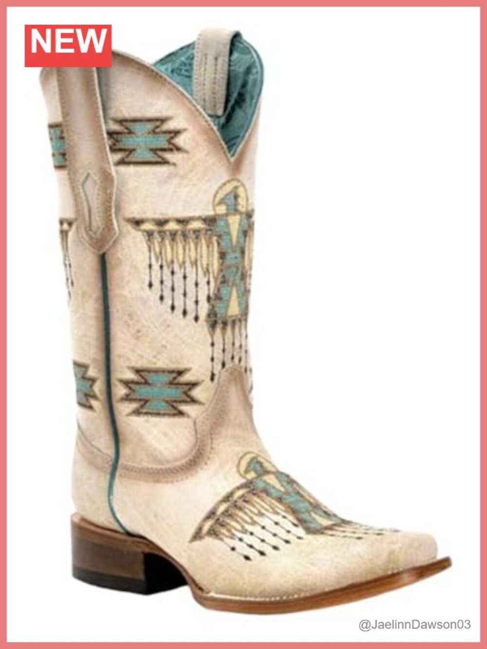 Handcrafted Western Boots Square Toe Cowboy Boots Woven Eagle Embroidery Leather